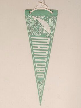 MANITOBA CANADA PENNANT Beluga Whale Mint Green Pennant Drake General Store